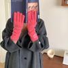Теплые перчатки для женщин, корейские перчатки для сенсорных экранов, модные однотонные вязаные перчатки с отверстиями для пальцев, зимние рабочие перчатки, варежки