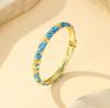 FTCY Colorful Five-leaf Flower Ename Bangles For Women Enamel Dropped Glaze Floral Diamond Bangle Luxury Jewelry Gifts