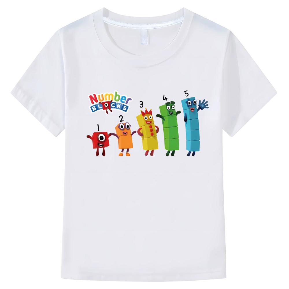 T Print For Shirt Numberblocks Kids Boy 10 Years One Piece Cartoon Tshirt Summer Cotton Short Tops Kawaii Y2k Kids Clothes Girl