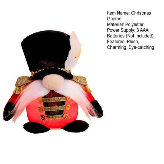 Light Up Christmas Gnome LED Christmas Plush Soldier Gnome Doll Glowing Faceless Dwarf Ornament for Home Table Decor