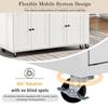 Kitchen Island on Wheels, Extendable Dining Area with Countertop and Drawers, Mobile Freestanding, Ideal for Kitchen and Dining Room (White+Walnut)