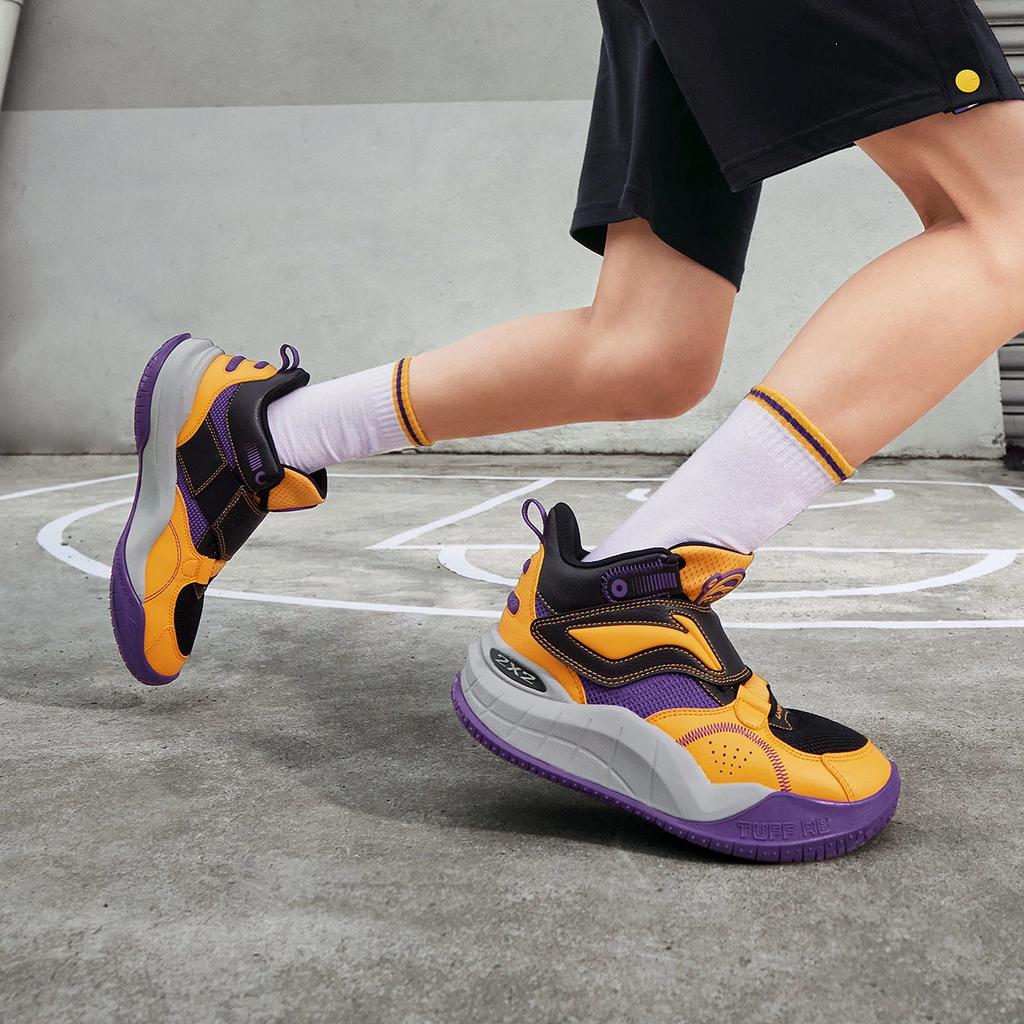 Li Ning Youth Pre Casual Удобные высокие баскетбольные кроссовки Детские кроссовки Черный Фиолетовый Желтый YKBT092-3