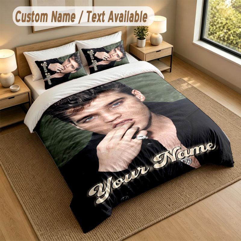 Bedding Set 1 Duvet Cover 2 Pillowcases Elvis Presley Print Soft Bed Linen Bedroom Decor