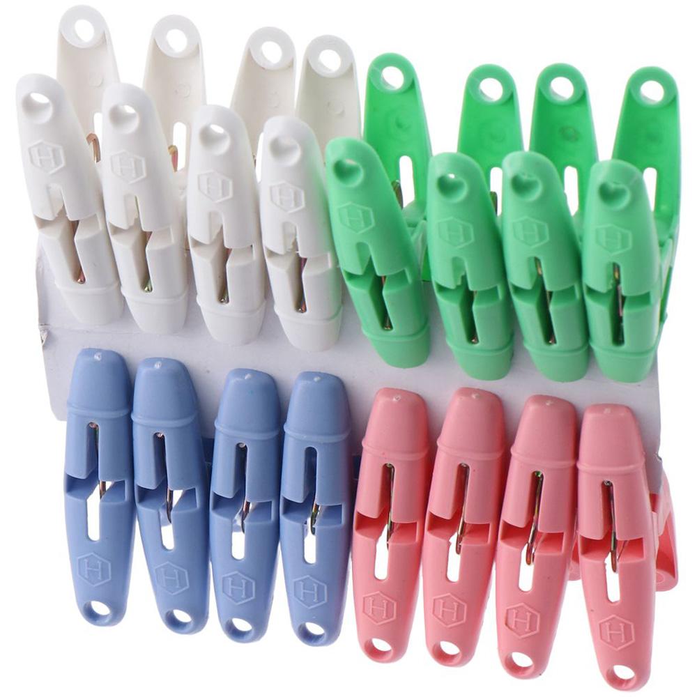 16PCs 4 Colors Clothespins Plastic Clothes Pegs Sturdy Hanger Clip  Home Closet Bathroom