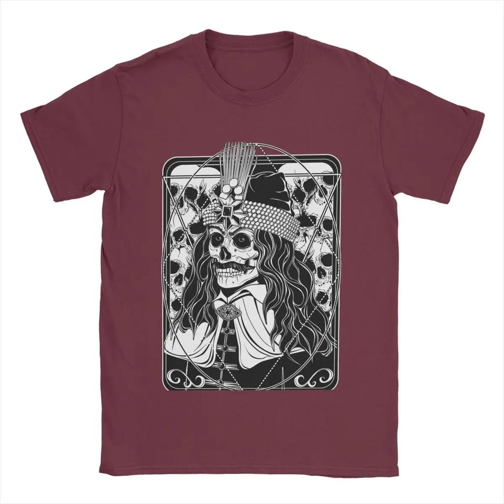 Мужская футболка с изображением Влада Дракулы и черепа, повседневная футболка из чистого хлопка, футболки с коротким рукавом, топы с круглым вырезом и графикой