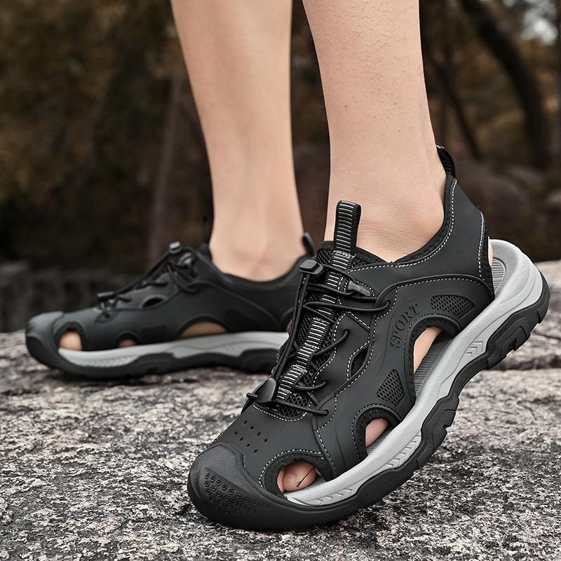 Men's Sport Sandals Comfortable Breathable Outdoor Lightweight Beach Sandals Soft Soled Closed Toe Trail Walking Casual Sandals