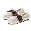 Women Autumn Winter Bowknot Anti-skid Thicken Warm Walking Loafers Shoes