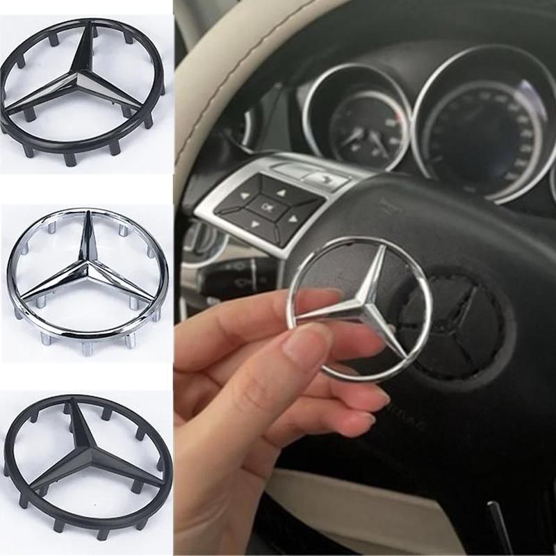 52/58mm ABS Emblem for Mercedes Benz W246 W176 A63 W166 W212 W213 W177 W205 C180 C63 W167 A35 Car Steering Wheel Logo with Pins QU3
