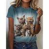 Summer Fashion Women's  Kawaii Animal Stylish Printed Casual Short Sleeve Crew Neck Tees Round Neck Regular