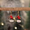 New Christmas Drip Oil Stud Earrings: Red & Green Tree, Snowman, Boots, Bells – Cute Cartoon Jewelry