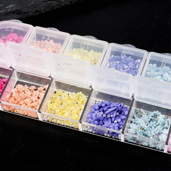1 Box 3D Flower Nail Charms Multifunctional 12 Grid Design Phone Cases DIY Crafts Nail Art Supplies for Women