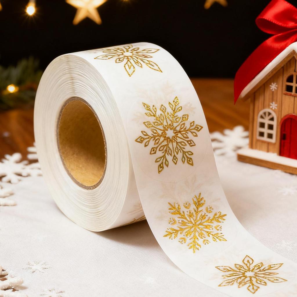 Snowflake Envelope Stickers 500 Sheets Christmas Labels Baking Packaging Envelope Decorations Self-Adhesive Journal Stickers