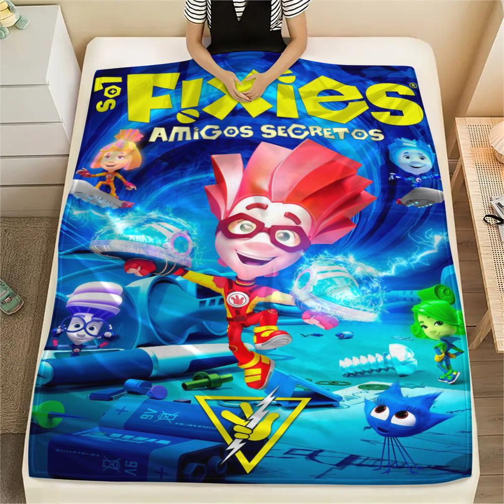1 шт. Фланелевое одеяло с принтом Фиксиков, Высокое качество, Комфортное для всех сезонов, Декор для дома, Тепло и уют, Идеально для подарков