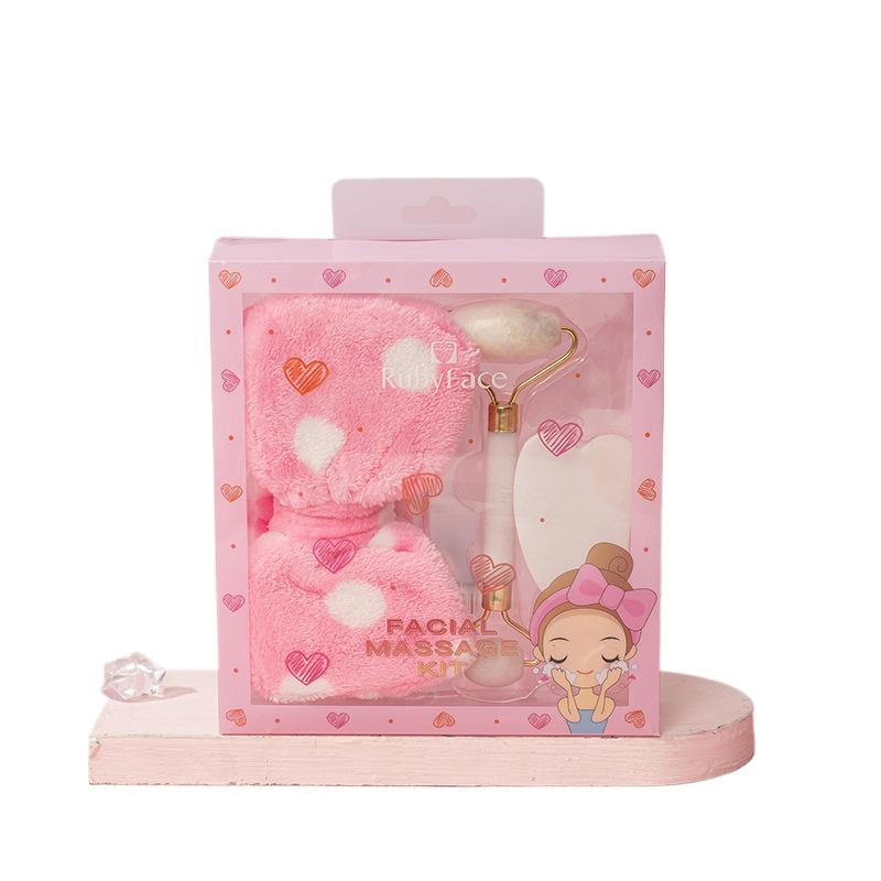 Hair Belt Jade Roller Scraping Plate Set Coral Velvet Hair Belt Xiuyu Jade Pushing Beauty Tools High Quality Adults and Children