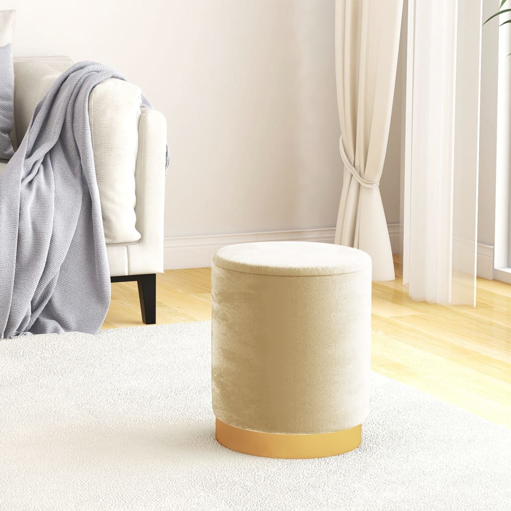 Round Storage Footstool Apricot Velvet 31 x 37 cm