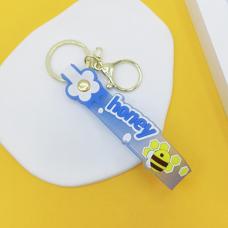 Прозрачный ПВХ мягкий резиновый брелок для ключей английский маленький цветок желе цвета сливы конфетный цвет капли клейкий браслет