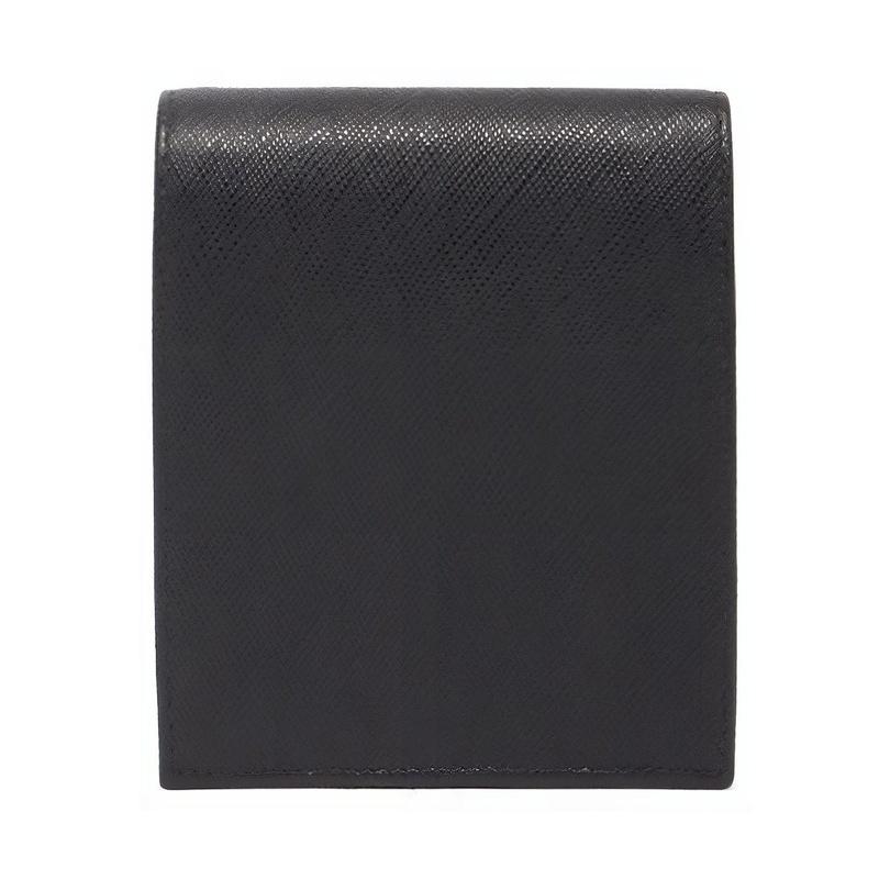 Prada Engraved logo highlights elegant and simple design Saffiano leather wallet women's black