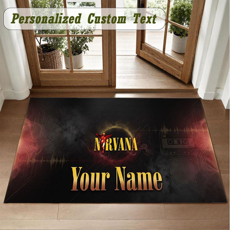 Crystal Velvet Square Rug Custom NameNirvana Pattern Non Slip Home Floor Decor Rug