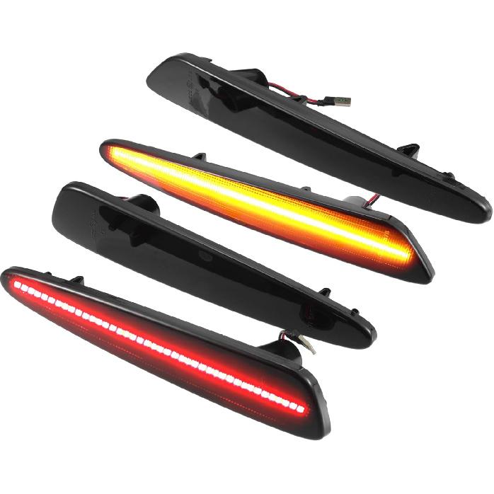 LED Side Marker Light 10440721 Front Rear Turn Signal Lights Fender Sidemarker Lamps for Chevy Corvette C6 Black Lens Amber Red LED Light 2 Pair