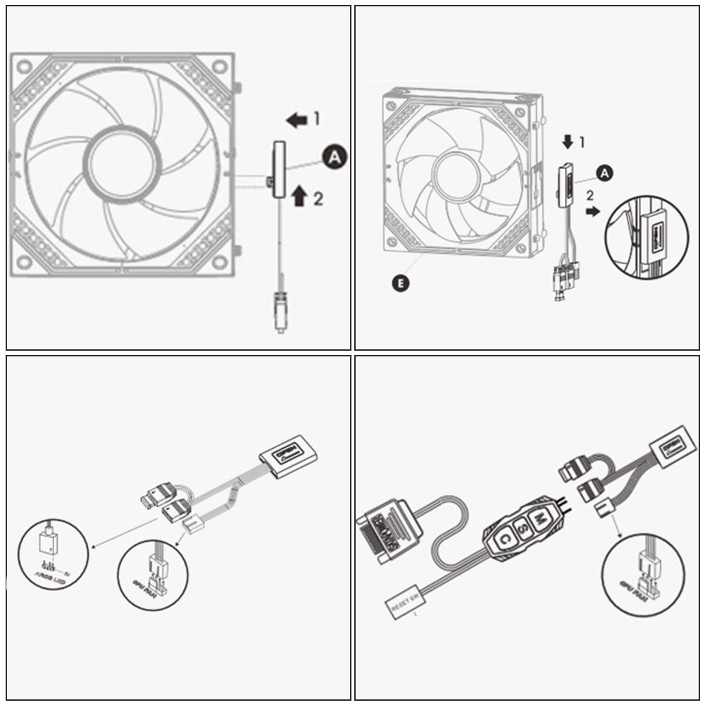 120 мм вентилятор для корпуса ПК 2000 PRM 5 В 3-контактный ARGB 4-контактный ШИМ вентилятор для корпуса(Обратный черный)