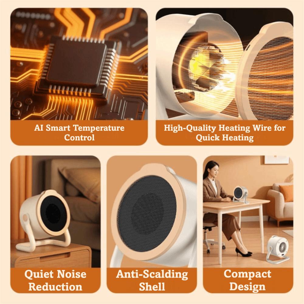 Fast Heating Electric Heater Ultra-Quiet Operation Space Heater Personal Space