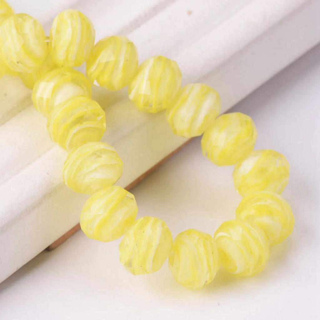 10pcs 12x8mm Rondelle Faceted Opaque Lampwork Glass Loose Spacer Beads For Jewelry Making DIY Crafts Findings
