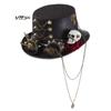 Steampunk Lolita Topper Dark Goth Gear Rivet Rose Glasses Punk Fedora Hat Accessories Cosplay Halloween Fancy Dress Accessory Caps