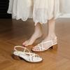 Ретро римские сандалии на тонких ремешках, летние новые сандалии для женщин на толстом каблуке для отпуска