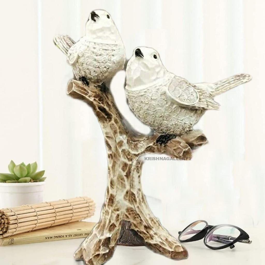 Декоративная белая статуэтка пары птиц, сидящая на ветке дерева, статуэтка для домашнего декора, подарочные изделия на Дивали, спальня, офисный стол, гостиная