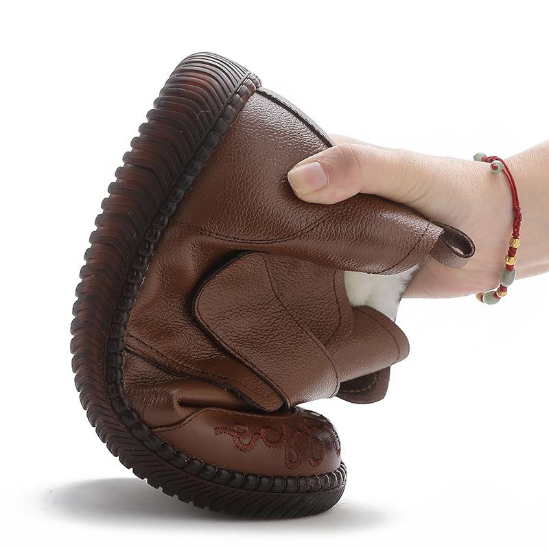 2024 новые зимние женские кожаные ботильоны с мехом, толстые плюшевые ботинки с толстой подошвой, теплые меховые ботинки, женская модная обувь