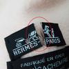 Very Good HERMES shawl Extra large with embroidered logo pink cashmere Women Used