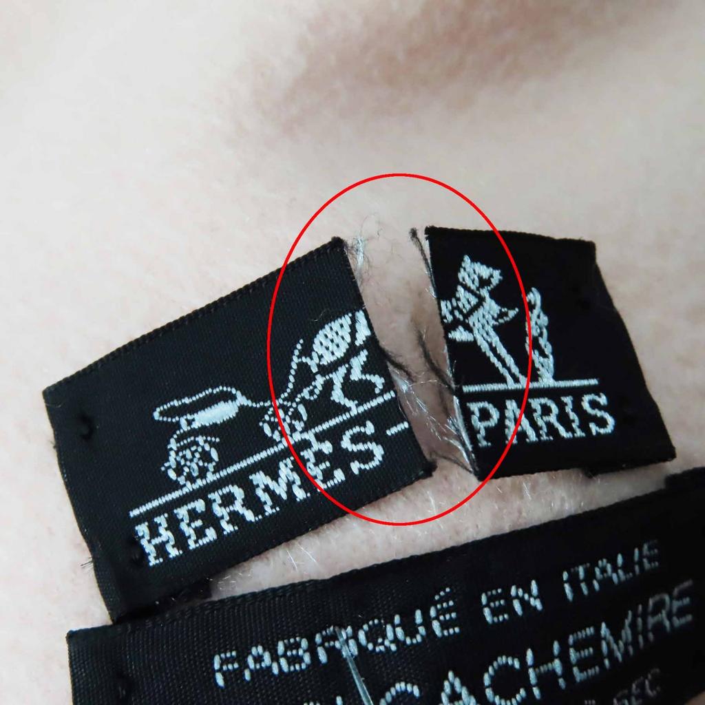 Very Good HERMES shawl Extra large with embroidered logo pink cashmere Women Used