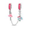 925 Silver Safety Chain Charm Bracelet Set Clover Lock Key Bear Peace Dove Fruit Decoration Beaded Fine Jewelry Gift