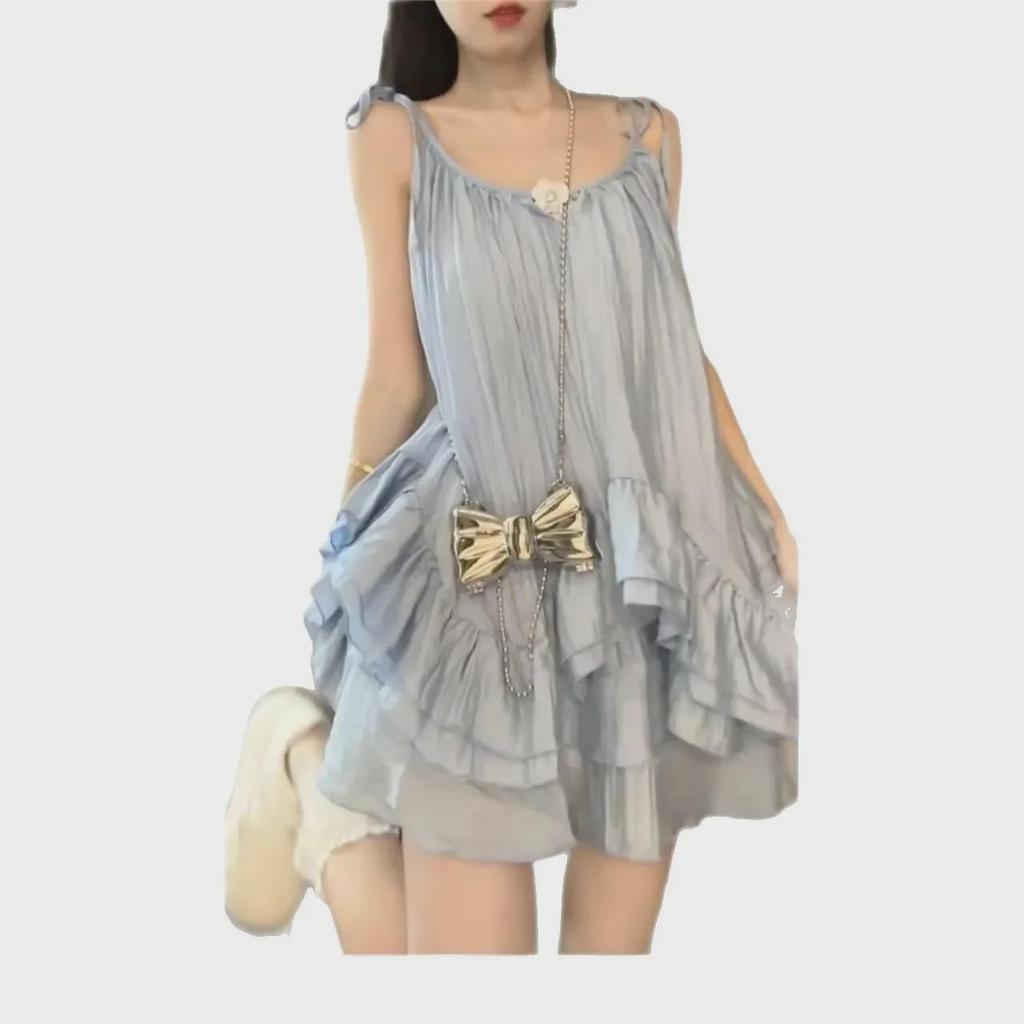 Топ с открытой спиной и подтяжками в японском стиле с юбкой А-силуэта