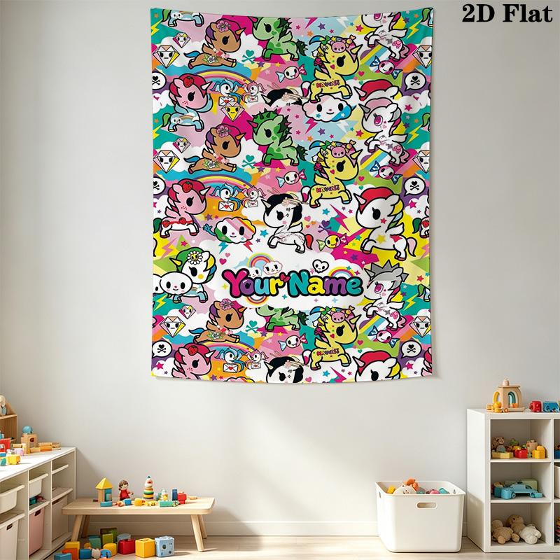 Name Custom tokidoki Wall Tapestry Aesthetic Wall Hanging Printed Fabric Blanket Decorative Tapestries for Bedroom Living Room Home Decor