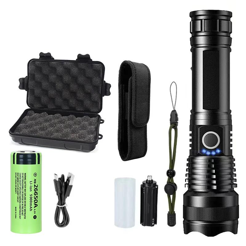 P50 High Lumen Super Bright LED Flashlight - Rechargeable Handheld Portable Ultra Power Torch for Outdoor Work & Emergency Use