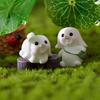 Cute Resin White Rabbit Ornament Enchanting Garden Miniature Decor Piece