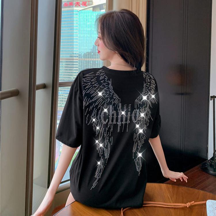 Футболка большого размера Heavy Industry Diamond для женщин на весну и лето с коротким рукавом, свободная, для похудения, индивидуальная, средней длины