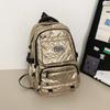 Shiny Zipper Nylon Casual Backpack Versatile Feminine School Bag Monochromatic New Elegant Unisex
