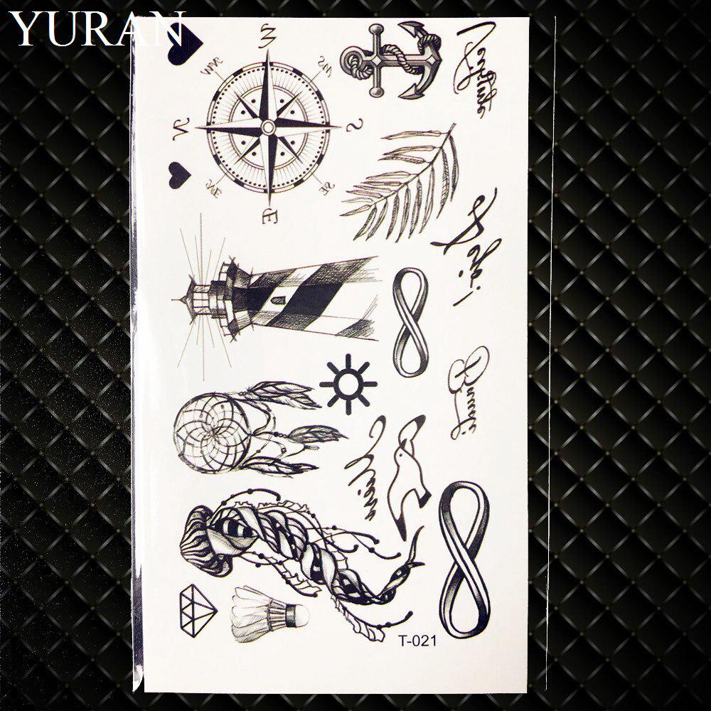 1PC Sexy Feather Words Black Letter Temporary Tattoo Body Art Drawings Sticker Hand Tatoo Childrens