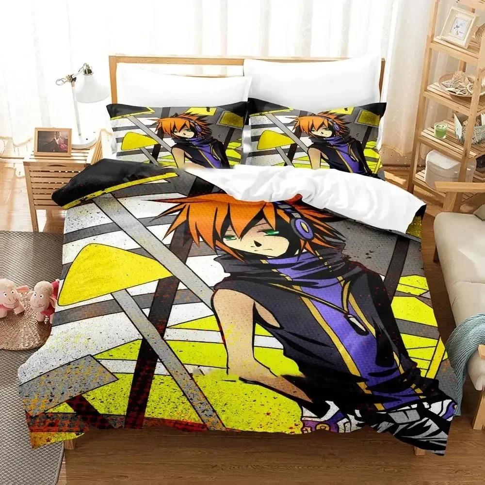 Аниме The World Ends with You Нэку Сакураба Комплект постельного белья Пододеяльник Комплект для кровати Пододеяльник Наволочка Одеяло Размер king Queen