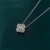 Romantic 925 Sterling Silver Four-leaf Clover Sparking Zircon Pendant Necklace For Women Party Fine Jewelry Fashion Gifts