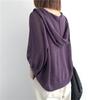 Женский весенне-летний однотонный свободный тонкий свитер с большим капюшоном и рукавами 3/4, вязаное пальто-кардиган на пуговицах
