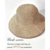 Summer Straw Beach Sun Hats for Women UPF 50 Floppy Wide Brim Travel Bucket Hat Foldable Packable