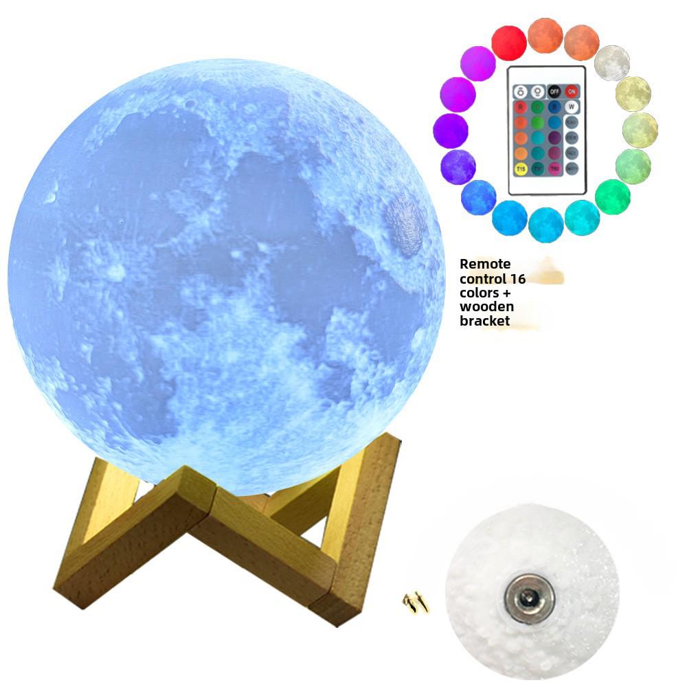 3D Moon Lamp: Bluetooth Night Light with Remote Control for Creative Atmosphere and Bedside Lighting