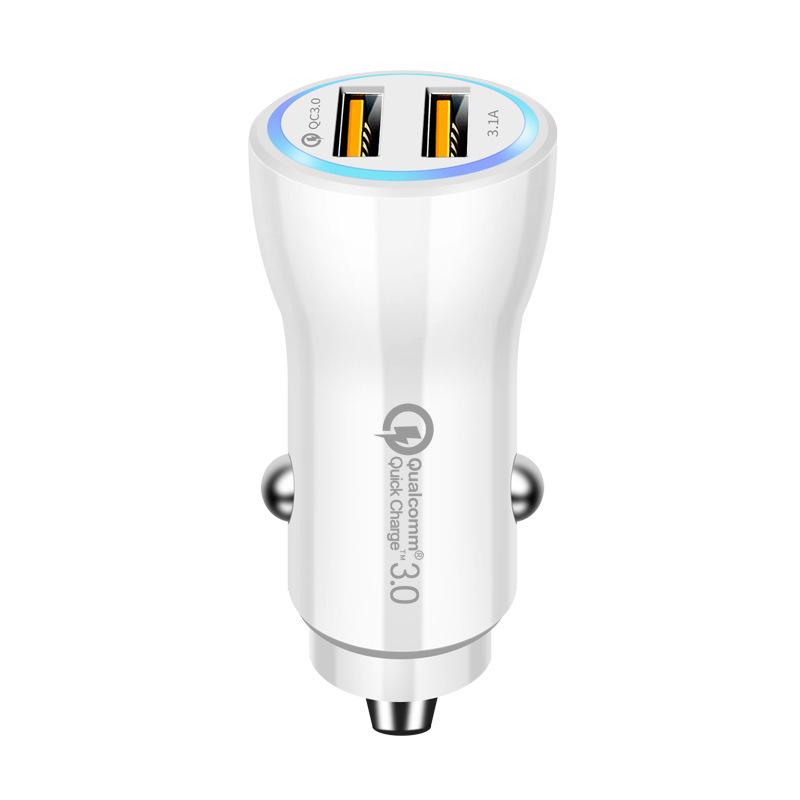 3.1a 2 порта Led Mini Usb Автомобильное зарядное устройство Быстрая зарядка 3.0 30 Вт Зарядное устройство для быстрой зарядки для мобильного телефона Iphone Huawei Xiaomi Mi Type C