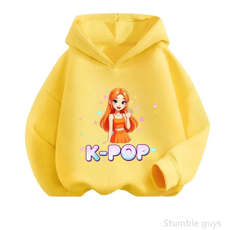Высококачественный худи с принтом K-pop для мальчиков и девочек, весенне-осенний, с капюшоном, длинным рукавом, с аниме-принтом, прочная повседневная верхняя одежда