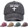 Unisex GOD WINS Cross Print Wash Baseball Cap Spring and Autumn Outdoor Adjustable Sunscreen Hat