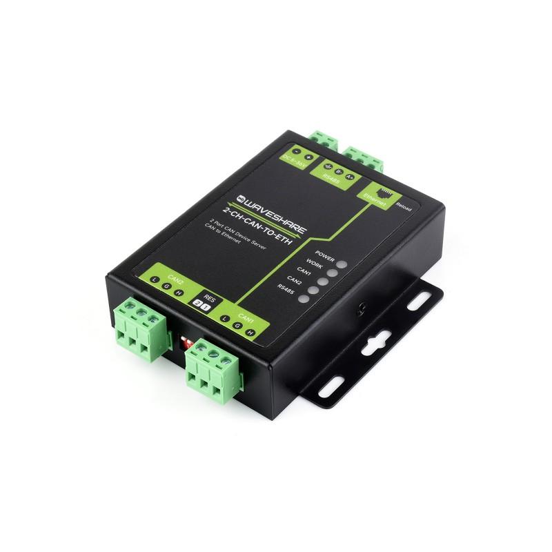 Industrial Grade 2-Ch CAN to Ethernet Server, 2-Ch CAN + RS485 + Ethernet Port, Supports CAN Repeater / CAN to RS485,Dual SOCKET