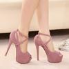 LOSLANDIFEN Women Sandals Spring 14cm Super Sexy Open Toes Ankle Strap High Heels Dress Wedding Platform Shoes